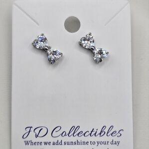 Swarovski Elements Crystal Silver Earrings Bow Made W Swarovski Crystals